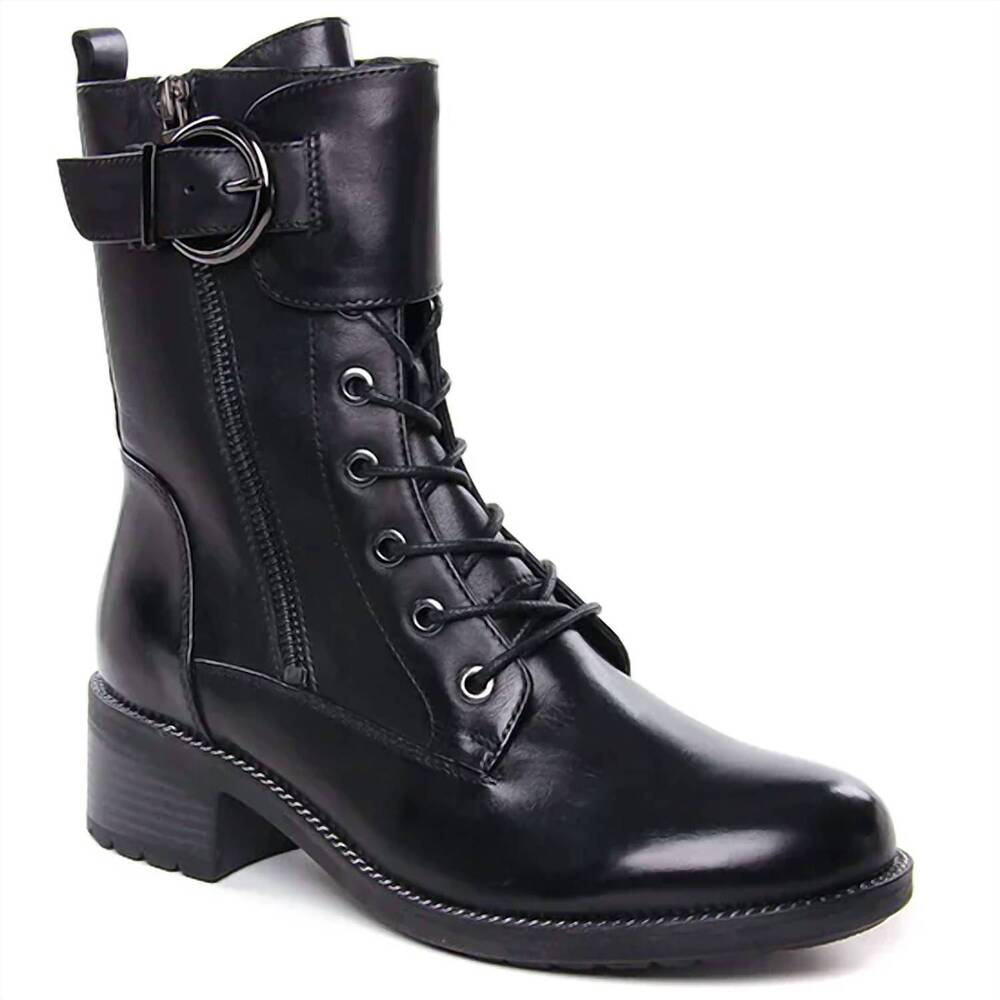NEW REGARDE LE CIEL women's emily moto boots in delice black/silver